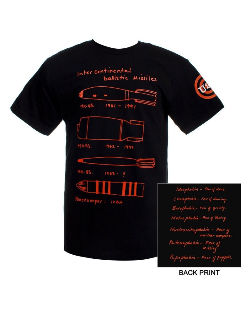 U2 Black Intercontinental Ballistic Missile T-shirt $9.60 Shirts