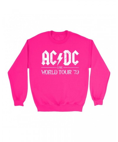 AC/DC Bright Colored Sweatshirt | Live In Concert 1979 Distressed Sweatshirt $13.28 Sweatshirts