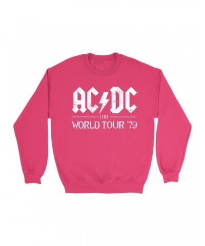 AC/DC Bright Colored Sweatshirt | Live In Concert 1979 Distressed Sweatshirt $13.28 Sweatshirts