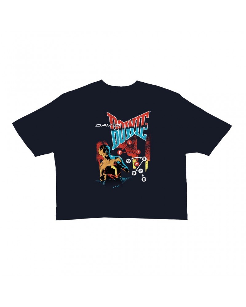 David Bowie Ladies' Crop Tee | Let's Dance Tour Image Crop T-shirt $9.43 Shirts