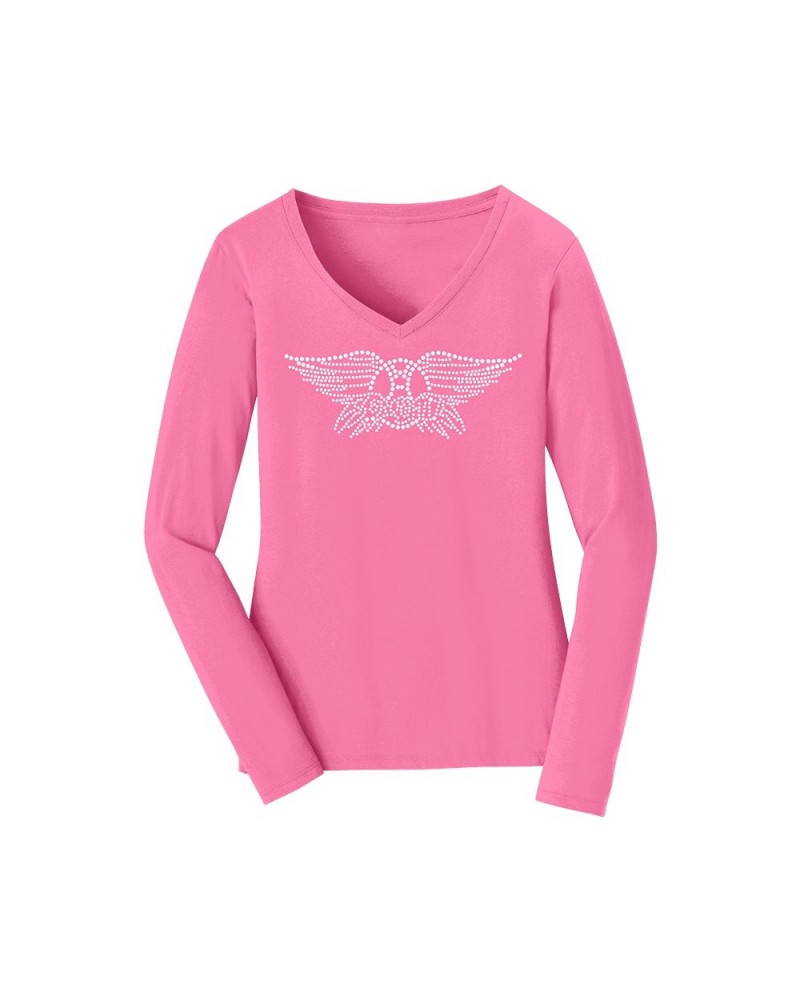 Aerosmith Bling Long Sleeve Fan Favorite V Neck $21.48 Shirts