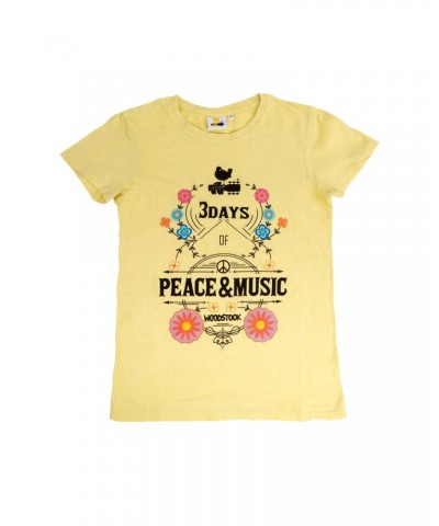 Woodstock 3 Days Of Peace And Music Yellow Flower Logo T-Shirt $3.88 Shirts