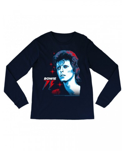 David Bowie Long Sleeve Shirt | Ziggy Stardust Celebrating 75th Shirt $12.88 Shirts