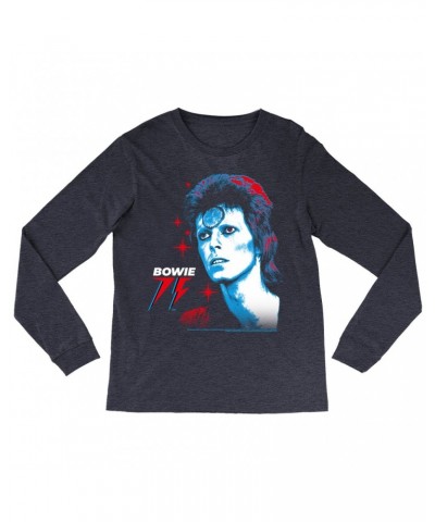 David Bowie Long Sleeve Shirt | Ziggy Stardust Celebrating 75th Shirt $12.88 Shirts