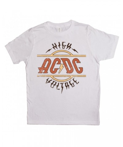 AC/DC Kids T-Shirt | Retro Colored High Voltage Design Distressed Kids Shirt $10.56 Kids