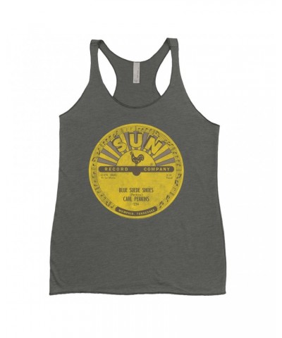 Carl Perkins Ladies' Tank Top | Blue Suede Shoes Record Label Distressed Shirt $11.58 Shirts