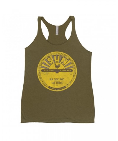 Carl Perkins Ladies' Tank Top | Blue Suede Shoes Record Label Distressed Shirt $11.58 Shirts