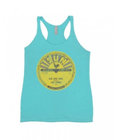 Carl Perkins Ladies' Tank Top | Blue Suede Shoes Record Label Distressed Shirt $11.58 Shirts