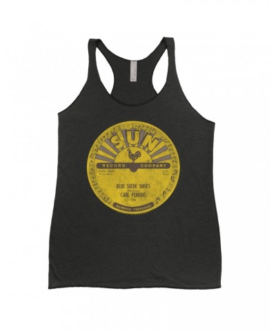 Carl Perkins Ladies' Tank Top | Blue Suede Shoes Record Label Distressed Shirt $11.58 Shirts