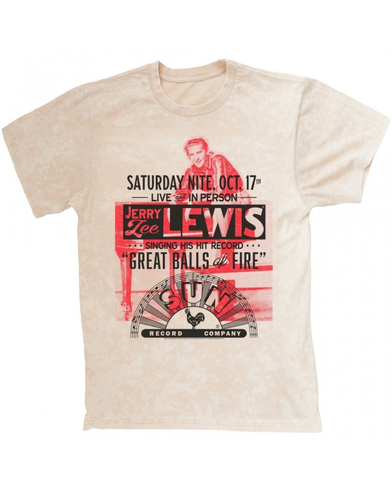 Jerry Lee Lewis Sun Records T-shirt | Great Balls of Fire Live In Concert Sun Records Mineral Wash Shirt $10.78 Shirts