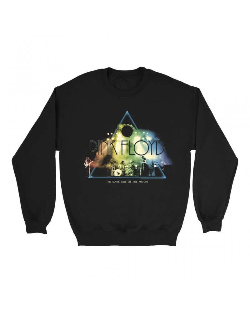 Pink Floyd Sweatshirt | Live Show Dark Side Of The Moon Photo Rainbow Design Sweatshirt $13.28 Sweatshirts