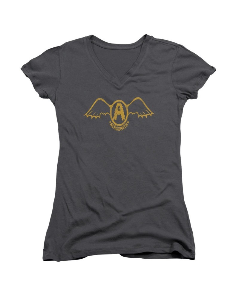 Aerosmith Junior's V-Neck Shirt | RETRO LOGO Junior's Tee $8.60 Shirts