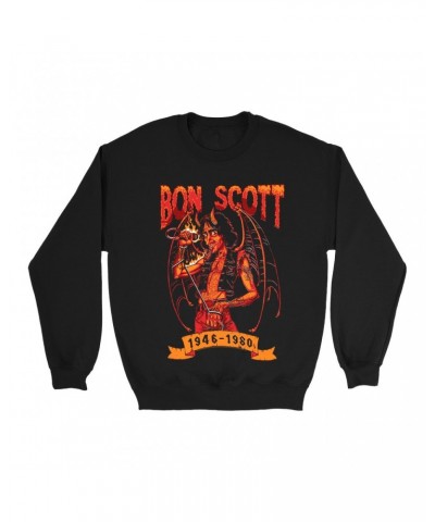 Bon Scott Sweatshirt | Devilish Rocker 1946-1980 Sweatshirt $15.73 Sweatshirts