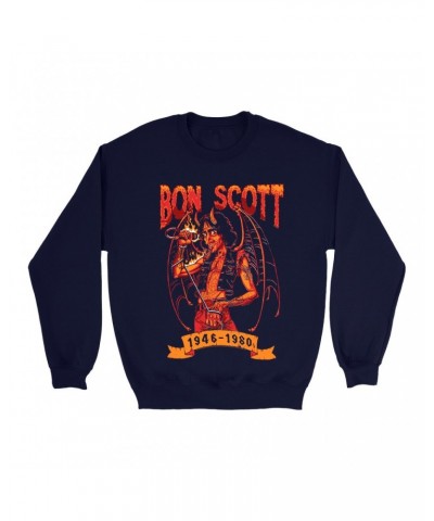 Bon Scott Sweatshirt | Devilish Rocker 1946-1980 Sweatshirt $15.73 Sweatshirts