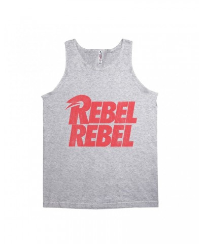 David Bowie Unisex Tank Top | Rebel Rebel Logo Distressed Shirt $9.98 Shirts