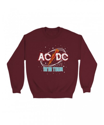 AC/DC Sweatshirt | Red Universe 1978 Tour Design Sweatshirt $15.38 Sweatshirts