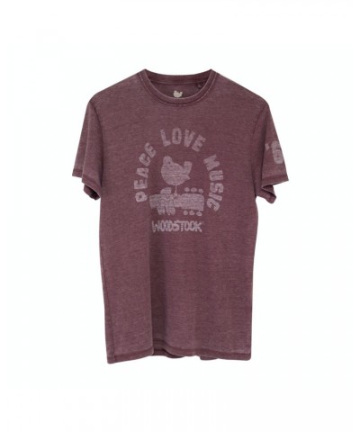 Woodstock Peace Love and Woodstock Maroon T-Shirt $8.50 Shirts