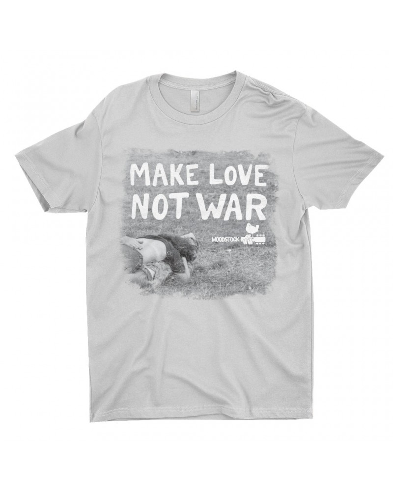 Woodstock T-Shirt | Make Love Not War Famous Image Distressed Shirt $11.73 Shirts