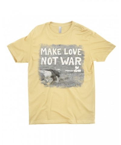 Woodstock T-Shirt | Make Love Not War Famous Image Distressed Shirt $11.73 Shirts