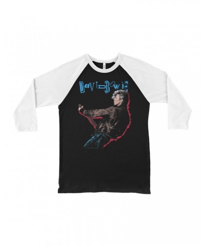 David Bowie 3/4 Sleeve Baseball Tee | 1987 Glass Spider Tour Colorful Shadow Image Shirt $12.58 Shirts