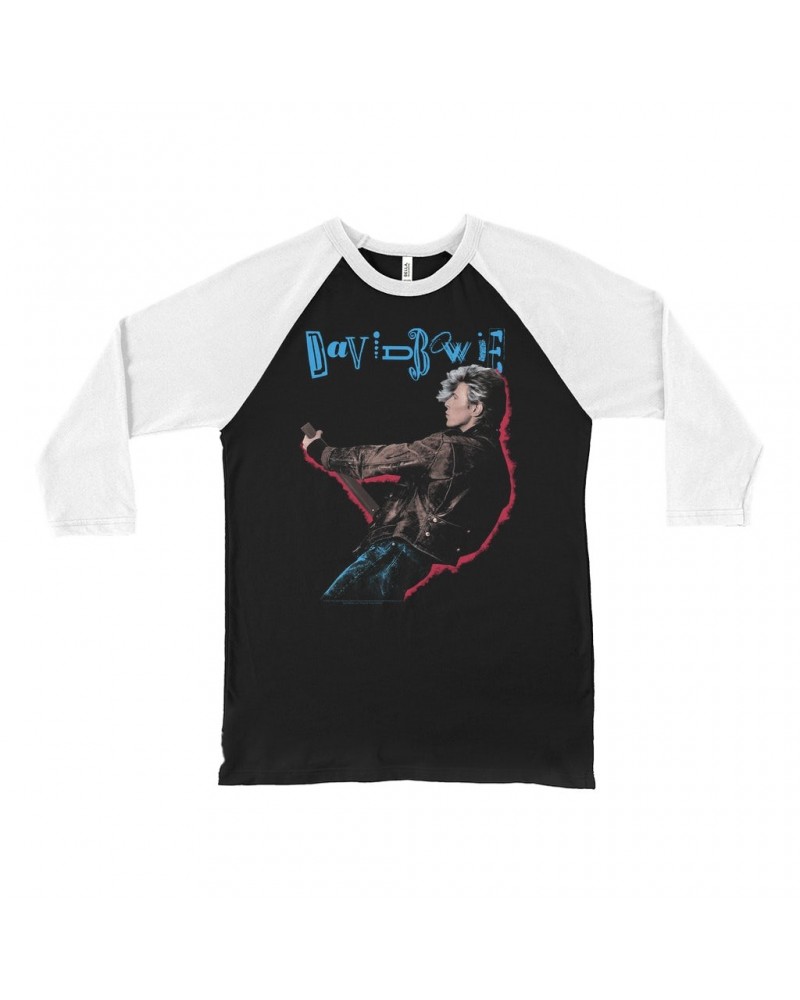 David Bowie 3/4 Sleeve Baseball Tee | 1987 Glass Spider Tour Colorful Shadow Image Shirt $12.58 Shirts