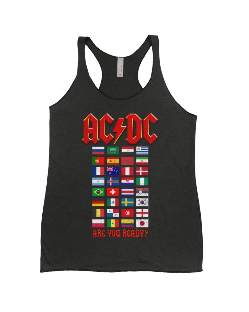 AC/DC Ladies' Tank Top | Are You Ready Tour Destination Flags Shirt $10.71 Shirts