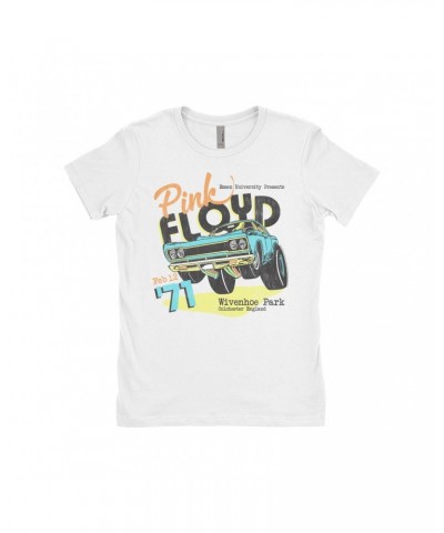 Pink Floyd Ladies' Boyfriend T-Shirt | Essex University Plymouth Roadrunner Concert Promotion Distressed Shirt $8.98 Shirts