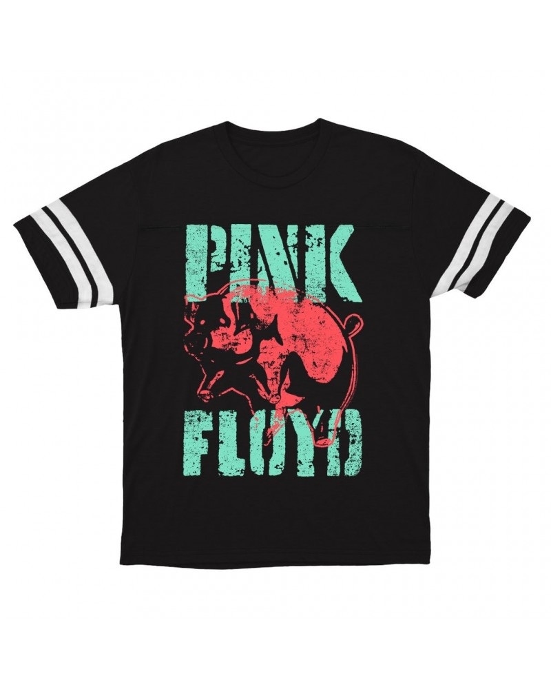 Pink Floyd T-Shirt | Red Flying Pig Distressed Football Shirt $12.85 Shirts