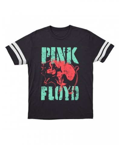 Pink Floyd T-Shirt | Red Flying Pig Distressed Football Shirt $12.85 Shirts