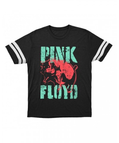 Pink Floyd T-Shirt | Red Flying Pig Distressed Football Shirt $12.85 Shirts