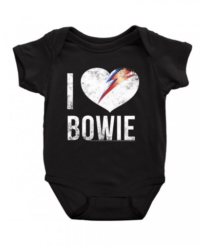 David Bowie Baby Short Sleeve Bodysuit | I Heart Bowie Distressed Bodysuit $8.98 Kids