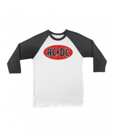 AC/DC 3/4 Sleeve Baseball Tee | Bumper Sticker Logo Distressed Shirt $11.68 Shirts