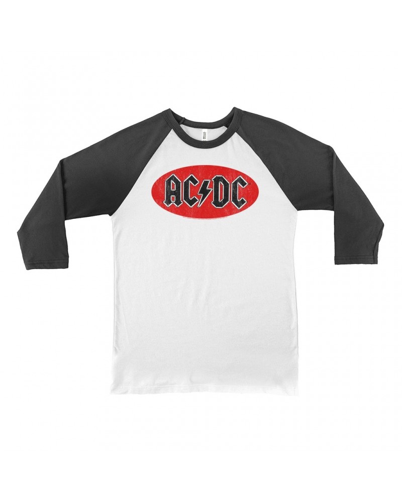 AC/DC 3/4 Sleeve Baseball Tee | Bumper Sticker Logo Distressed Shirt $11.68 Shirts