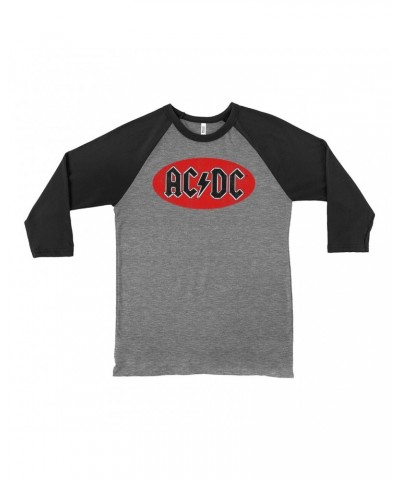 AC/DC 3/4 Sleeve Baseball Tee | Bumper Sticker Logo Distressed Shirt $11.68 Shirts