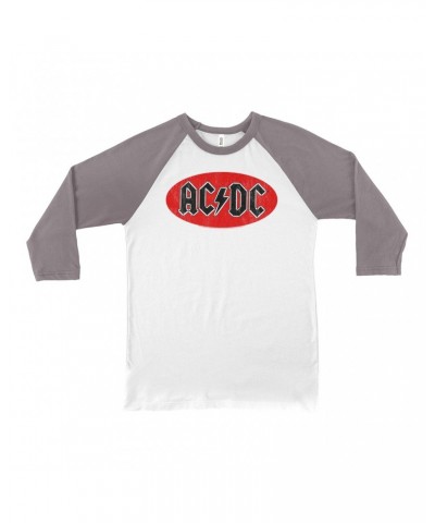 AC/DC 3/4 Sleeve Baseball Tee | Bumper Sticker Logo Distressed Shirt $11.68 Shirts