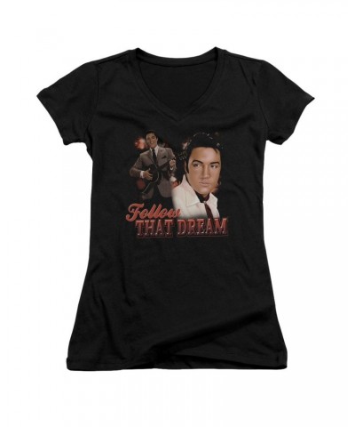 Elvis Presley Junior's V-Neck Shirt | FOLLOW THAT DREAM Junior's Tee $5.58 Shirts