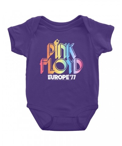 Pink Floyd Baby Short Sleeve Bodysuit | Europe '77 Rainbow Ombre Tour Distressed Bodysuit $9.18 Kids