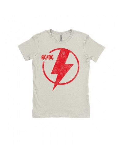 AC/DC Ladies' Boyfriend T-Shirt | Logo Lightning Bolt Red Distressed Shirt $10.98 Shirts