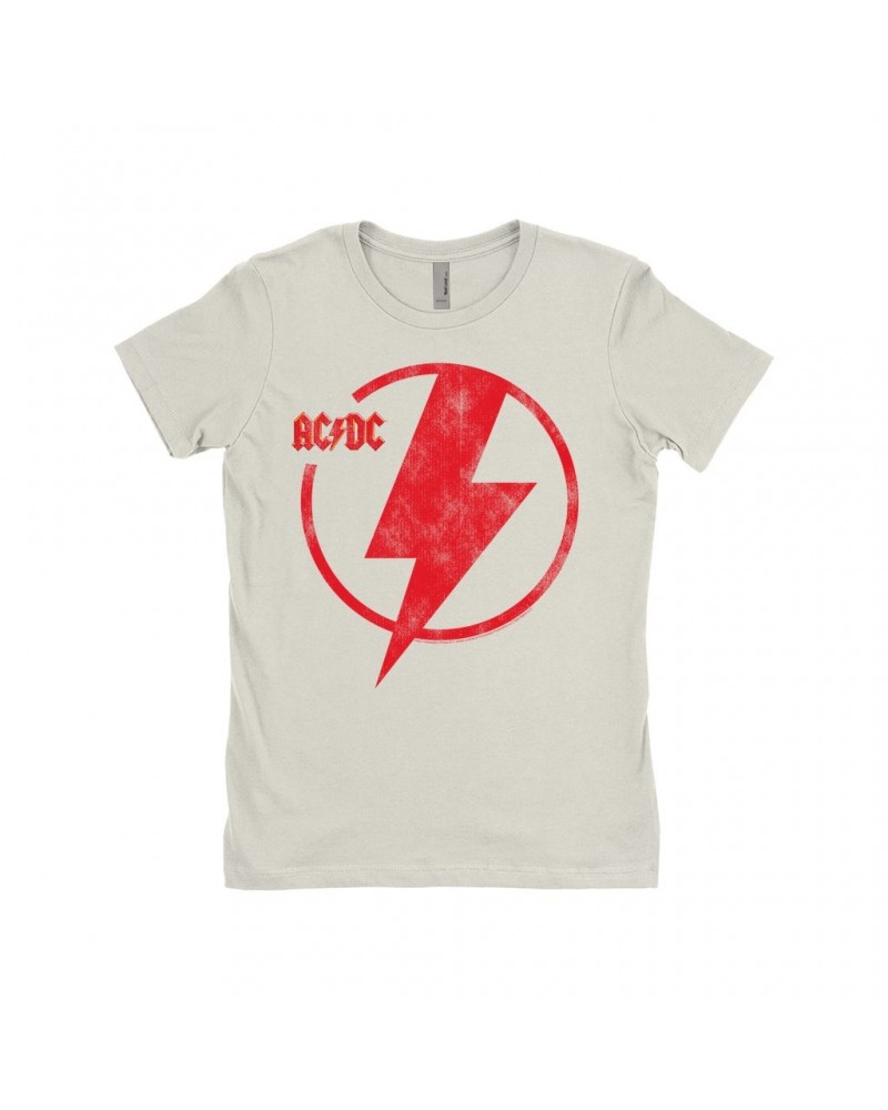 AC/DC Ladies' Boyfriend T-Shirt | Logo Lightning Bolt Red Distressed Shirt $10.98 Shirts