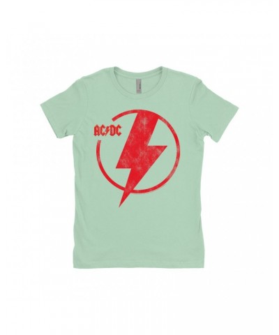 AC/DC Ladies' Boyfriend T-Shirt | Logo Lightning Bolt Red Distressed Shirt $10.98 Shirts