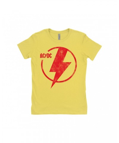 AC/DC Ladies' Boyfriend T-Shirt | Logo Lightning Bolt Red Distressed Shirt $10.98 Shirts