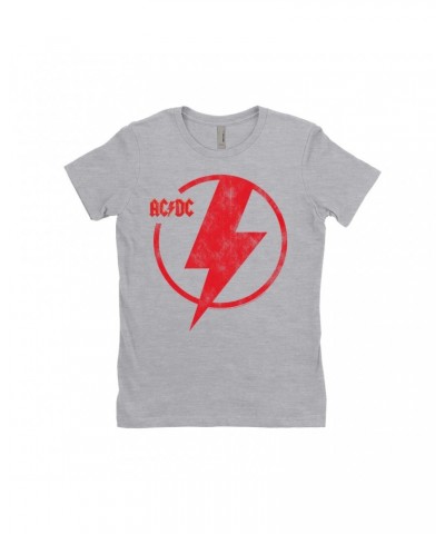 AC/DC Ladies' Boyfriend T-Shirt | Logo Lightning Bolt Red Distressed Shirt $10.98 Shirts