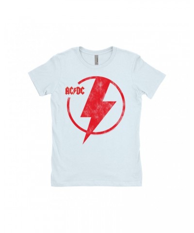 AC/DC Ladies' Boyfriend T-Shirt | Logo Lightning Bolt Red Distressed Shirt $10.98 Shirts