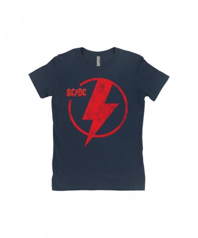 AC/DC Ladies' Boyfriend T-Shirt | Logo Lightning Bolt Red Distressed Shirt $10.98 Shirts