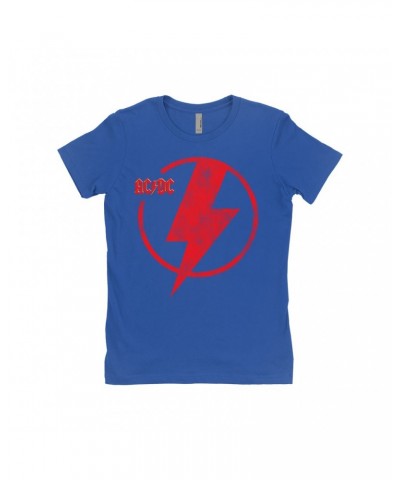 AC/DC Ladies' Boyfriend T-Shirt | Logo Lightning Bolt Red Distressed Shirt $10.98 Shirts