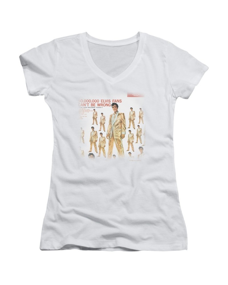 Elvis Presley Junior's V-Neck Shirt | 50 MILLION FANS Junior's Tee $6.12 Shirts